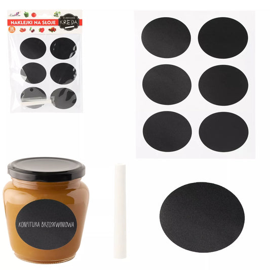 Kreidinės etiketės stiklainiams su kreida, 18 vnt., 6 x 4,8 cm
