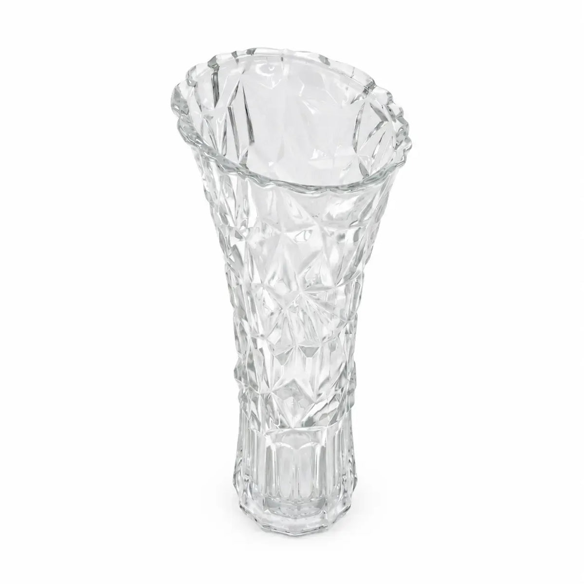 Aukšta krištolo spindesys stiklinė vaza su skaidria, blizgančia išvaizda ir elegantišku dizainu.