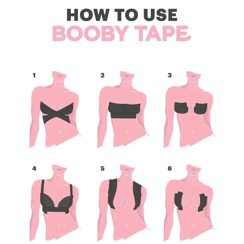 Krūtinę formuojanti lipnioji juosta „Boob Tape“ suaktyvina ir priglunda prie odos, formuoja ir pabrėžia krūtinę.