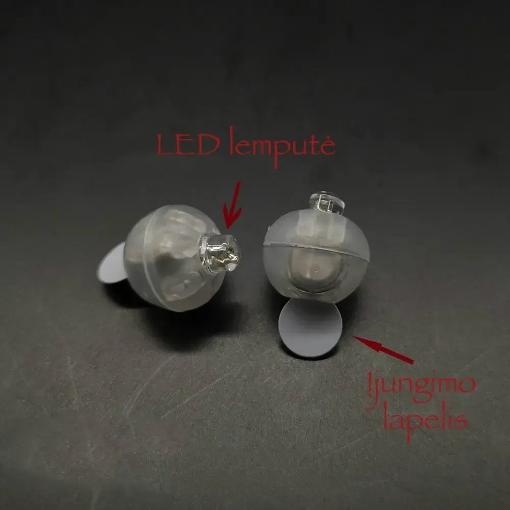 Šviečiančios LED balionų lemputės MIX spalvomis, spalvingi balionai su apšvietimu, puošybai ir šventėms.