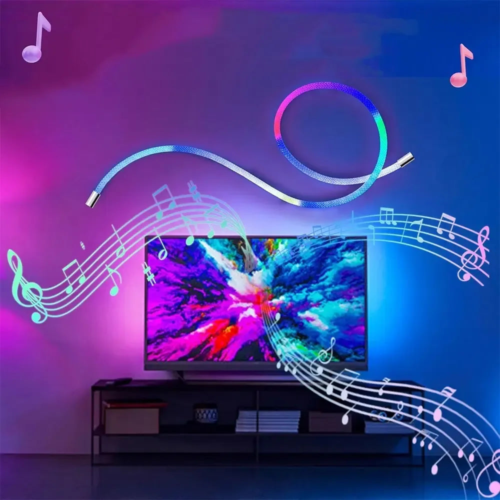 3 m LED juosta Virvė IC-RGB su spalvingais apšvietimo efektais, lanksti ir lengvai valdyti, skirta dekoratyviniam apšvietimui.