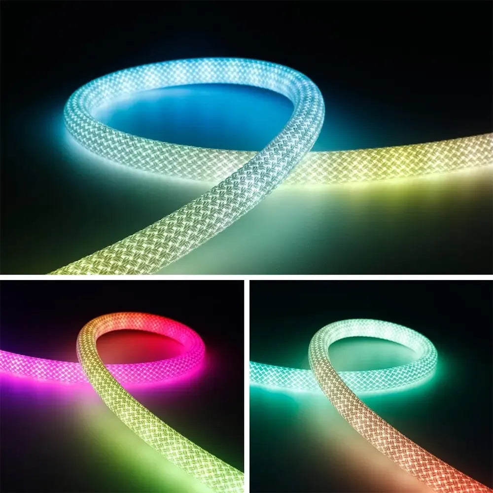 LED juosta Virvė 3 m IC-RGB, ilga šviesos juosta su spalvų keitimo galimybėmis ir LED apšvietimu.