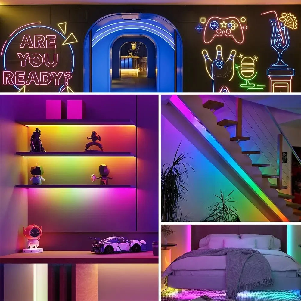 3 m LED juosta Virvė IC-RGB su spalvotu apšvietimu ir lankstumu, puikiai tinka apšvietimo dekoracijoms.
