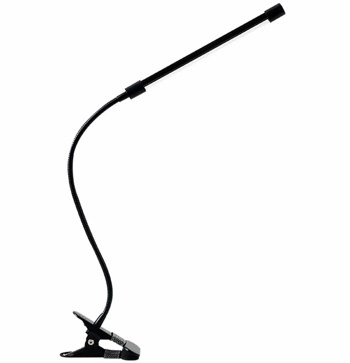 LED lempa su segtuku ant balto paviršiaus, lankstus kaklelis ir reguliuojamas apšvietimas