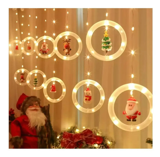Baltos šviesos LED girlianda su 10 žiedų, 300 cm ilgio, šiltas apšvietimas, dekoratyvus apšvietimo komplektas.