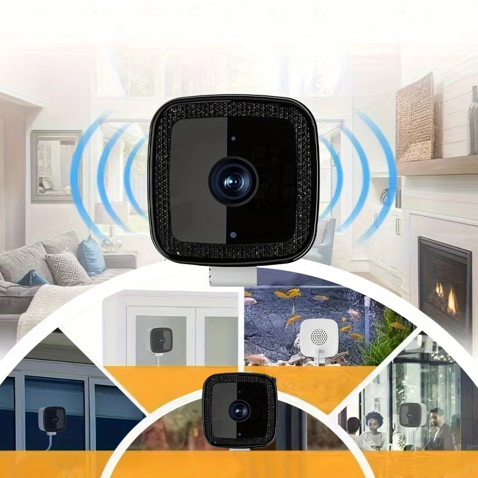Išmanioji Wi-Fi kamera su 64GB atminties kortele, matomas kamera su objektyvu ir įrengimo detalės Lietuviškas prekės ženklas