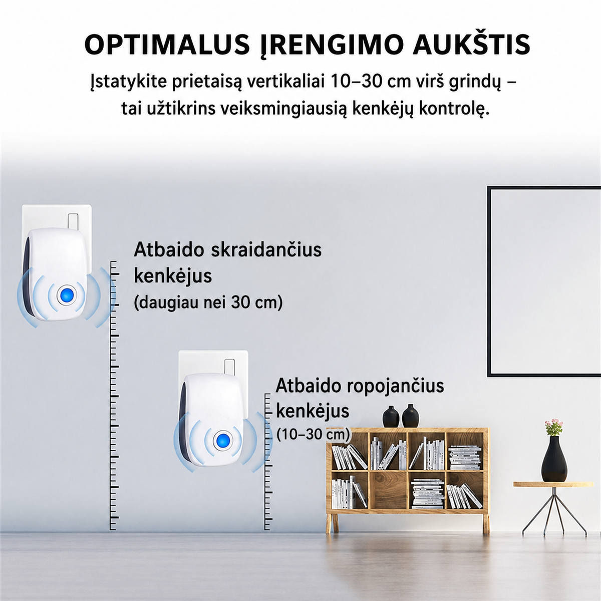 Ultragarsinis graužikų ir vabzdžių atbaidymo aparatas Lektro.lt, kompaktiškas ir efektyvus namų apsaugos įrenginys