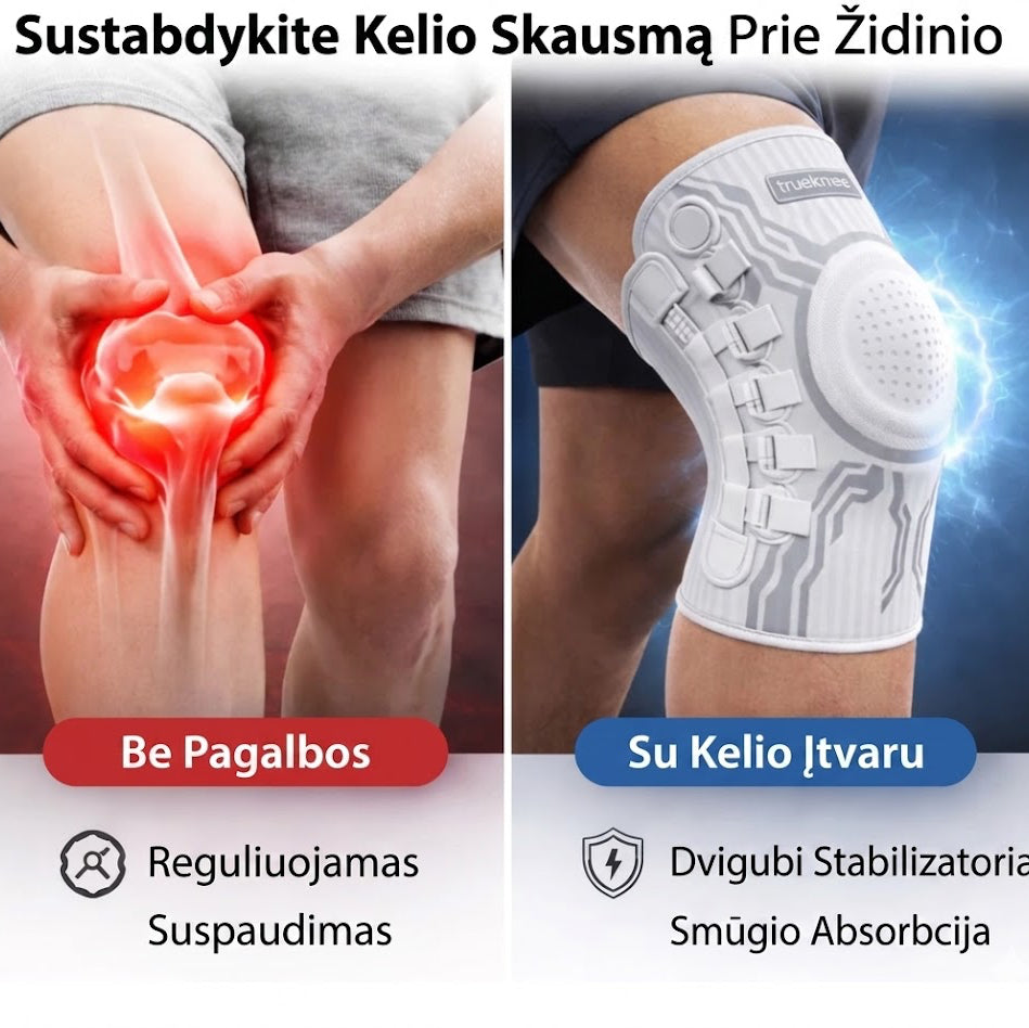Lektro.lt kelio įtvaras, minkštas ir lankstus, skirtas stabilizuoti ir apsaugoti kelio sąnarį.
