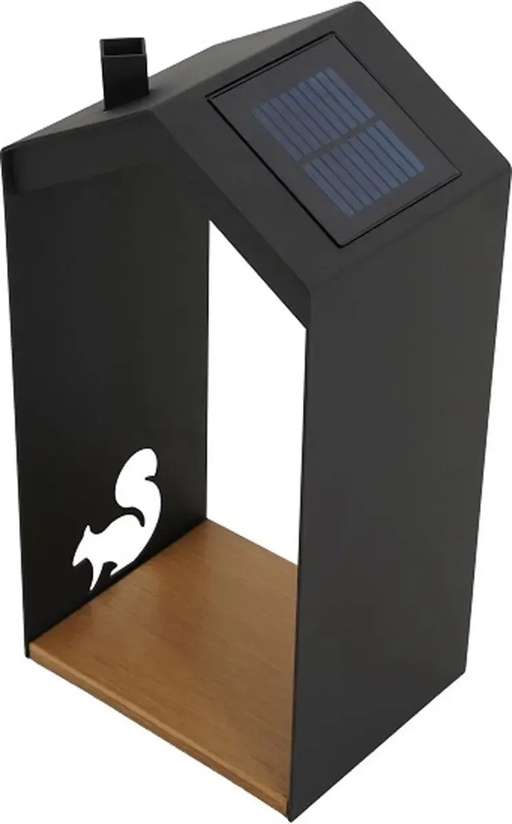 Dekoratyvinis lauko šviestuvas su vazonu ir LED apšvietimu, puošni išorės apšvietimo ir dekoracijos detalė.