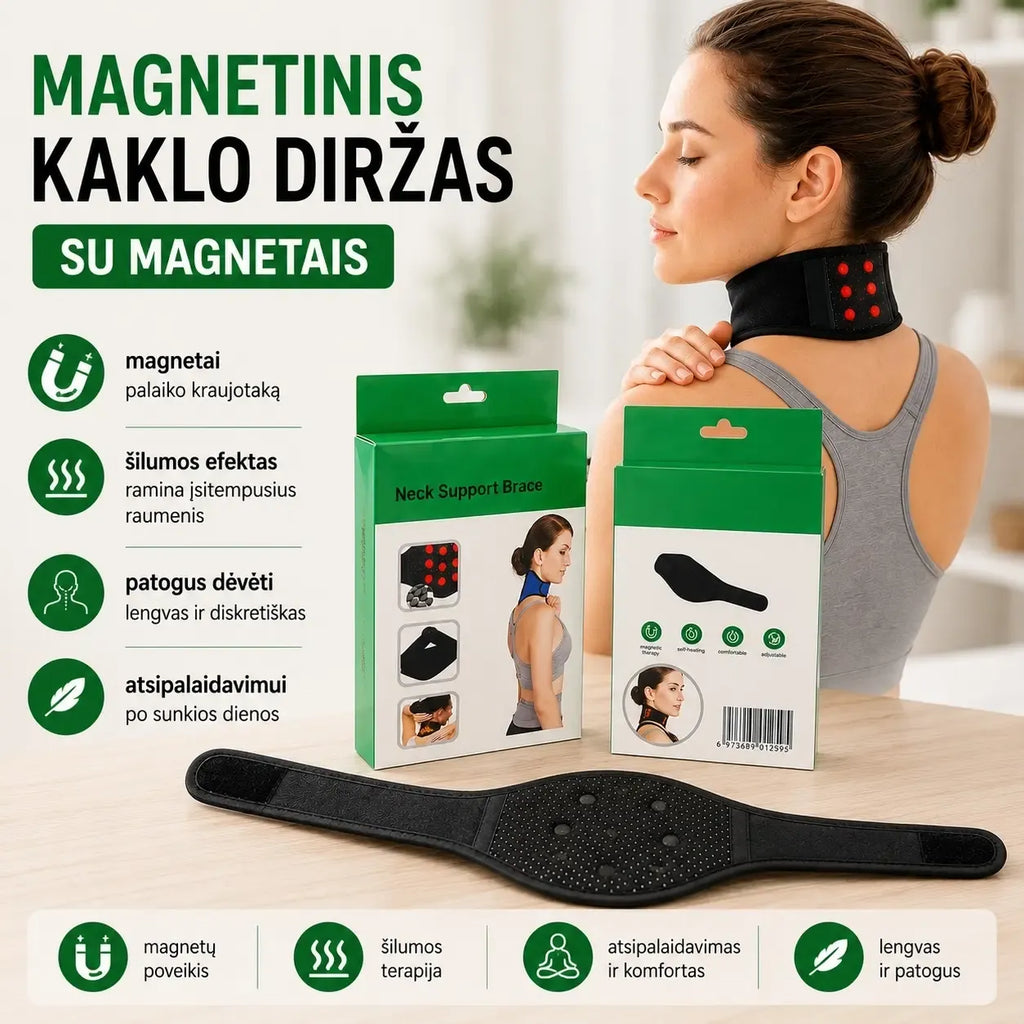 Magnuotinė kaklo juosta su turmalinu, medicininis kaklo ir pečių masažo diržas, su magnetais sveikatinimui.