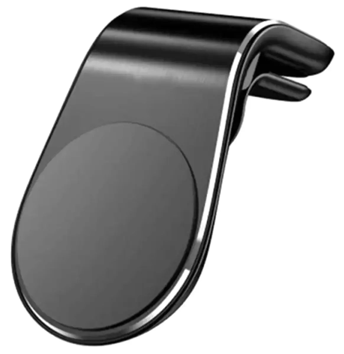 Magnetinis automobilinis telefono laikiklis į ventiliacijos angas, tvirtai laikantis išmanųjį telefoną automobilyje.