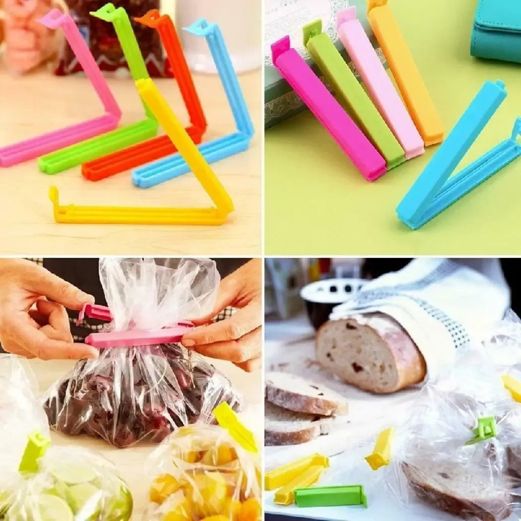 Plastikiniai maišelių uždarymo segtukai, 5 vnt., sandariai uždaro maišelius ir apsaugo jų turinį.