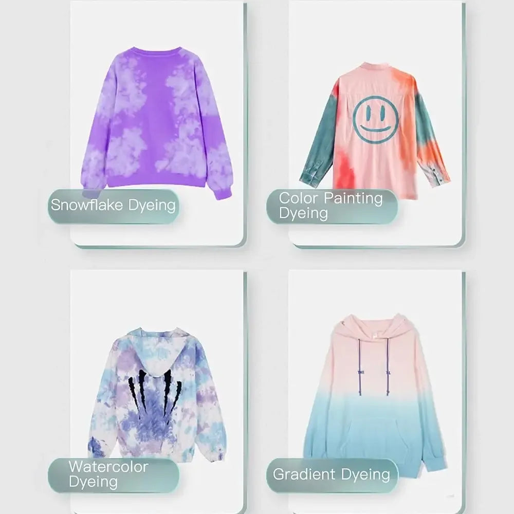 Marškinėlių dažymo rinkinys Tie Dye TR2031A su 12 ryškių spalvų, įvairiems kūrybiniams marškinėlių dažymo projektams.