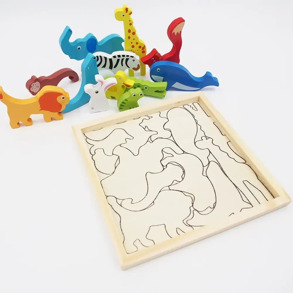 Spalvinga medinė dėlionė vaikams, lavinamasis žaidimas, įvairių formų ir spalvų mediniai puzzle žaislai.