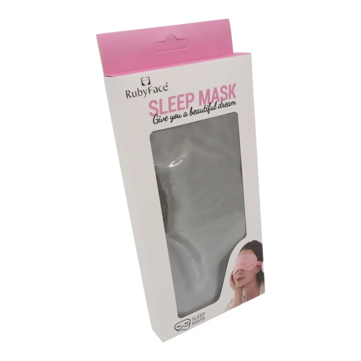 Šilkinė RubyFace Sleep Mask miego kaukė, uždengia akis, minkšta ir švelni, skirta patogiam poilsiui ir giliam miegui.