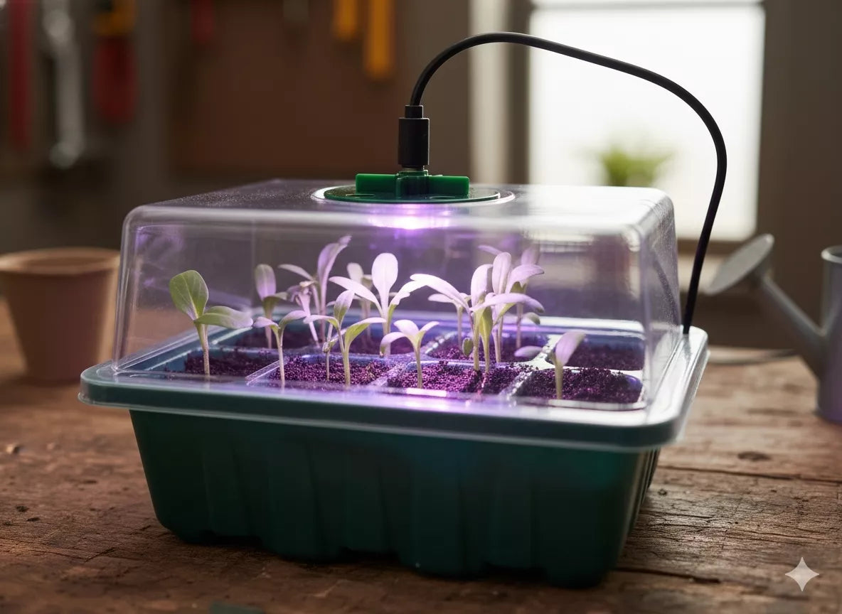 Mini kasvuhoonete komplekt idandamiseks LED-valgustusega – 3 tk.