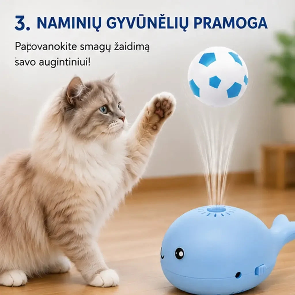 Mini ventiliatorius su skraidančiu kamuoliuku, banginio formos žaislas vaikams, mėlynas, žaismingas ir mažas oro vėjelis