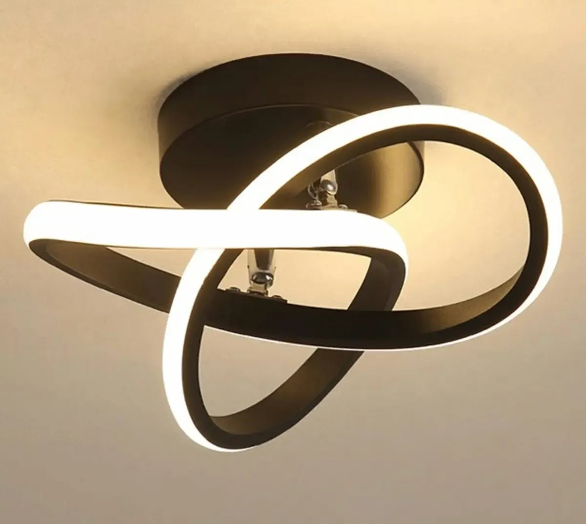 Moderni LED lubinė lempa su apvaliu baltu šviestuvu interjerui