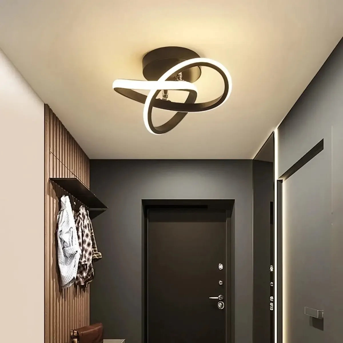 Moderni LED lubinė lempa, apvali balta konstrukcija su integruotu šviesos šaltiniu
