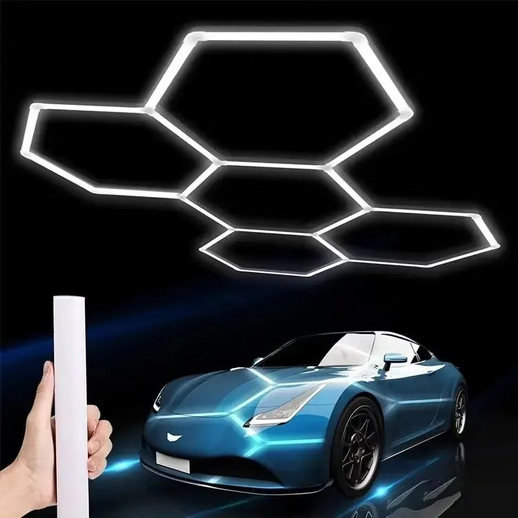 Modulinis LED lubinis šviestuvas Hexagon, 180 W, 301 × 208 cm, modernus ir efektyvus apšvietimas patalpoms.