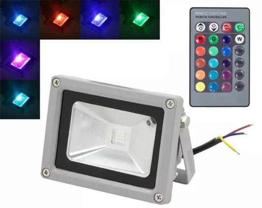 10W RGB LED prožektorius su nuotolinio valdymo pultu, spalvų keitimas, apšvietimo įrenginys, modernus ir ryškus apšvietimas