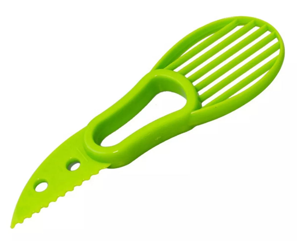 Augalinis avokado peilis su aštriu peiliu ir ergonomiška rankena, skirtas sklandžiam vaisiaus pjaustymui.