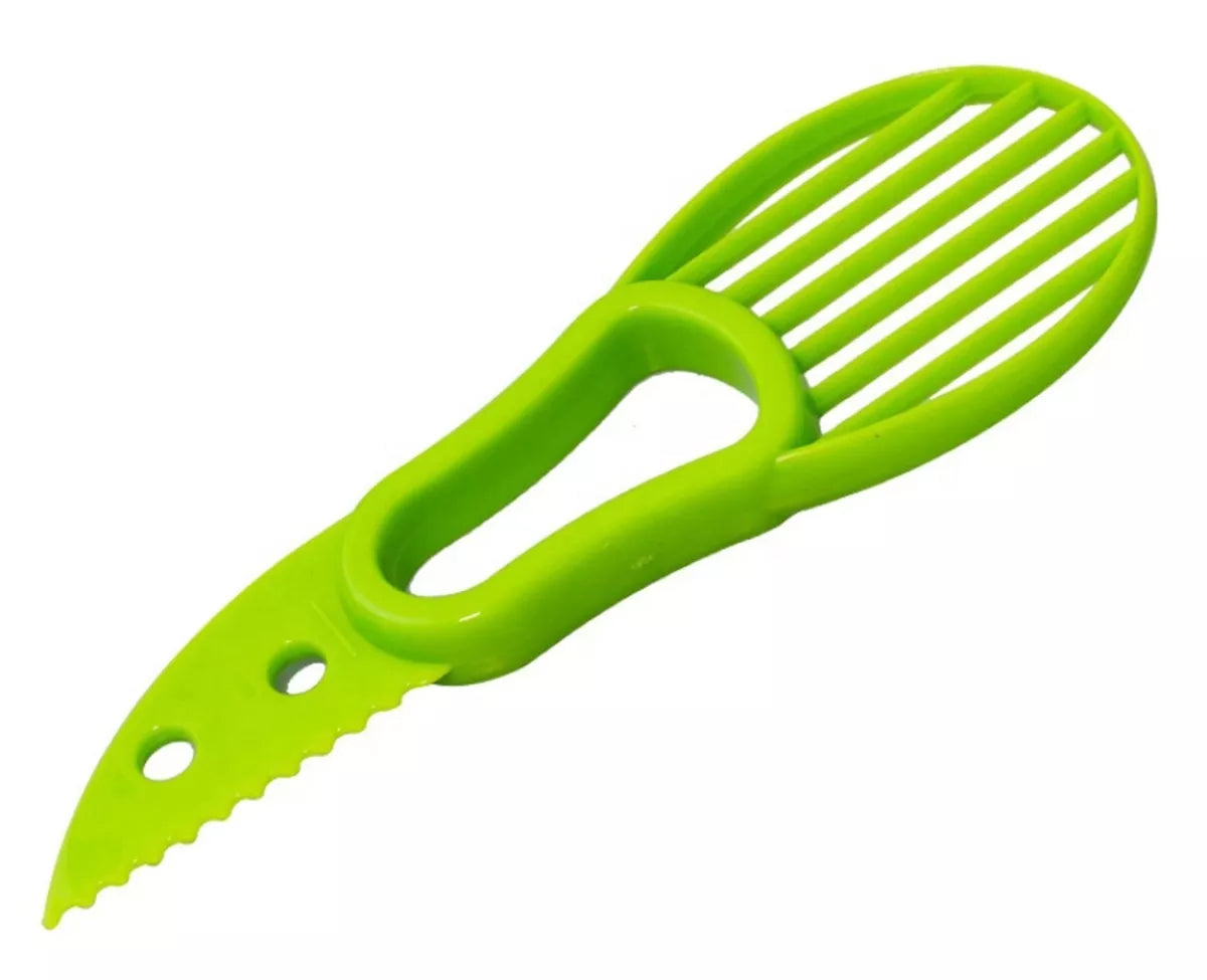 Augalinis avokado peilis su aštriu peiliu ir ergonomiška rankena, skirtas sklandžiam vaisiaus pjaustymui.