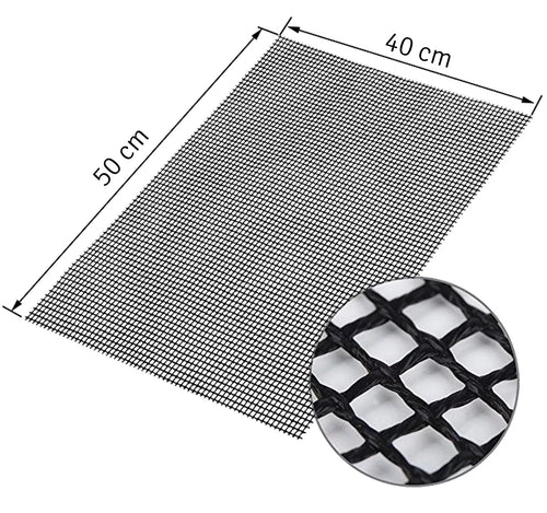 Daugkartinis tefloninis kepsninių kilimėlis su skylutėmis, matmenys 40x50 cm, pagamintas iš non-stick teflono medžiagos.