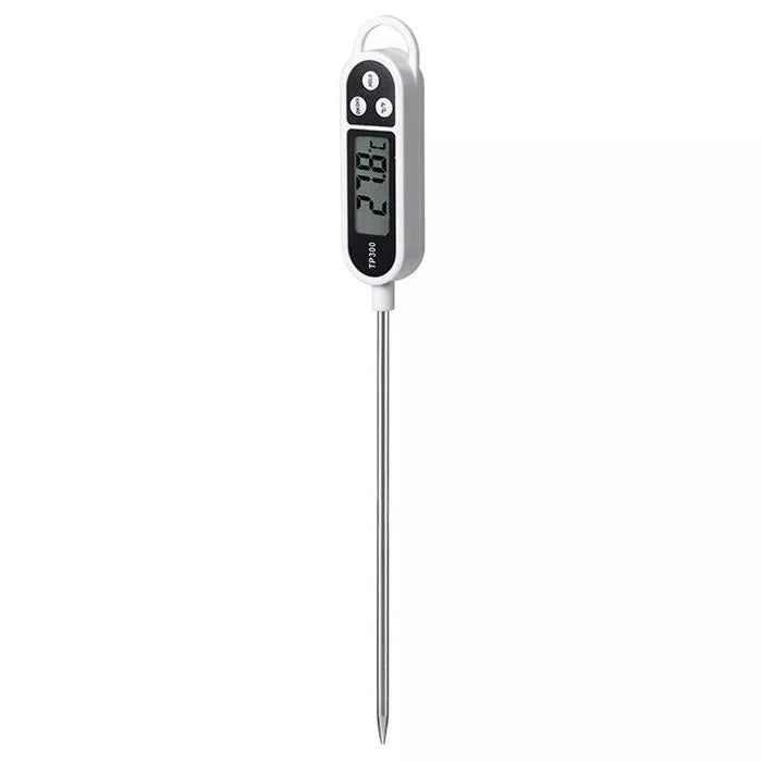 Elektroninis maisto termometras su LCD ekranu, tinka maisto temperatūros matavimui, patogus ir lengvai naudojamas.