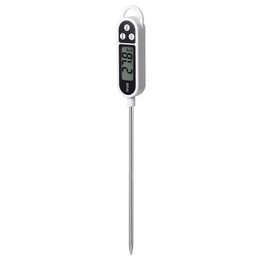Elektroninis maisto termometras su LCD ekranu, tinka maisto temperatūros matavimui, patogus ir lengvai naudojamas.