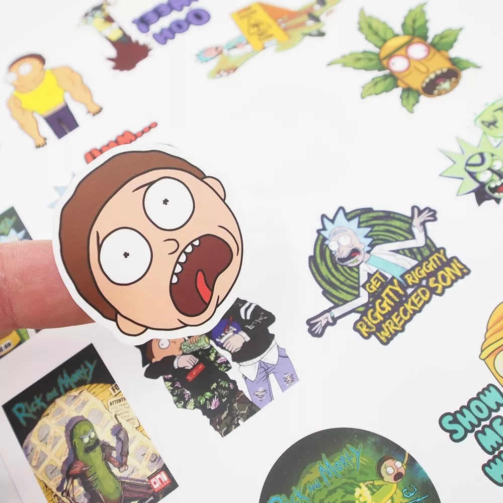 Lipdukų rinkinys „Rick and Morty“ su piktogramomis ir iliustracijomis, skirtas dekoravimui ir kūrybiniam naudojimui