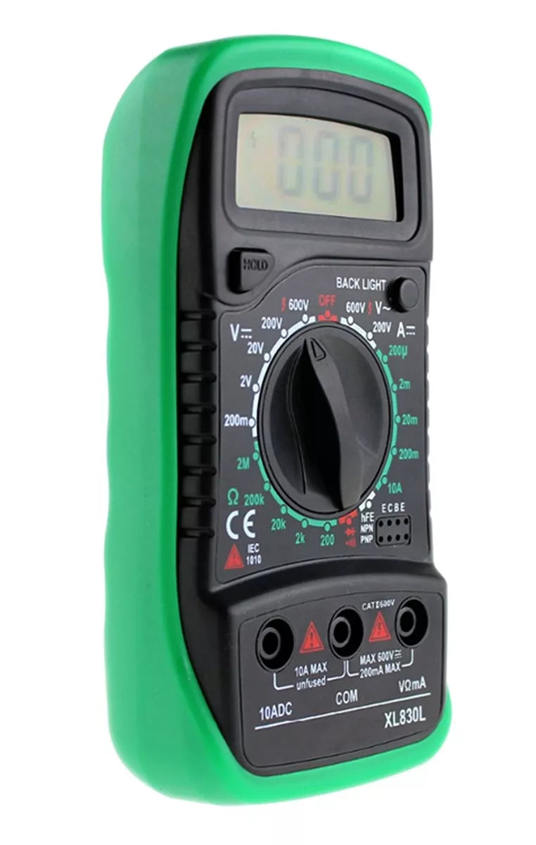 Skaitmeninis multimetras XL830L su matavimo laidais, LCD ekranas, elektros srovės, įtampos ir rezistencijos matavimui
