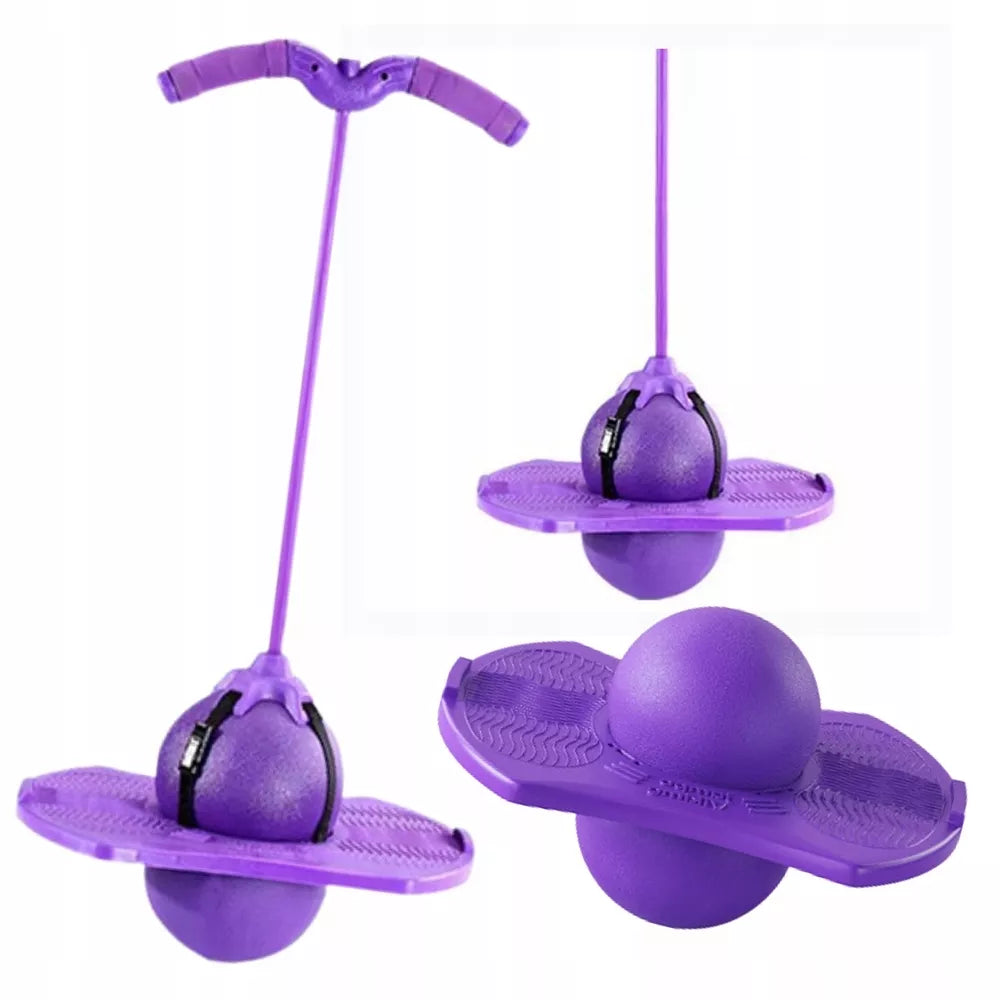 Vaikiškas balansinis šokliukas POGO violetinės spalvos, minkšta ir lanksti medžiaga, vaikų žaidimams ir balanso lavinimui.