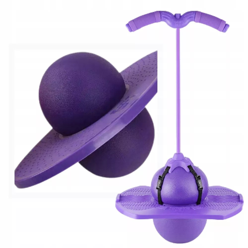 Vaikiškas balansinis šokliukas POGO violetinės spalvos, išlenktas ir stabilus, skirtas vaikų balansui ir koordinacijai lavinti.
