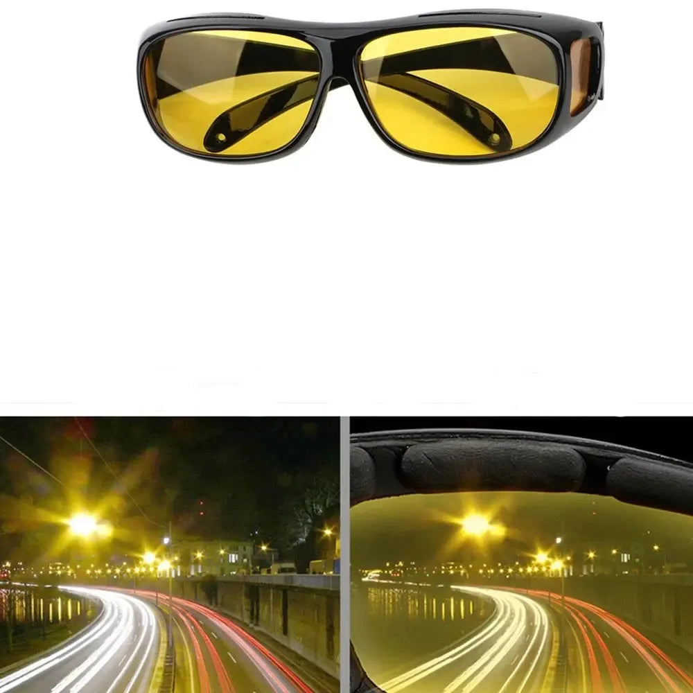 Naktiniai ir dieniniai akiniai HD Vision TR1033 pora, aiškiai matomi, su aiškiais lęšiais ir patogiu dizainu.