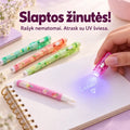 Nematomo rašalo rašiklis su UV lempute slaptoms žinutėms rašyti