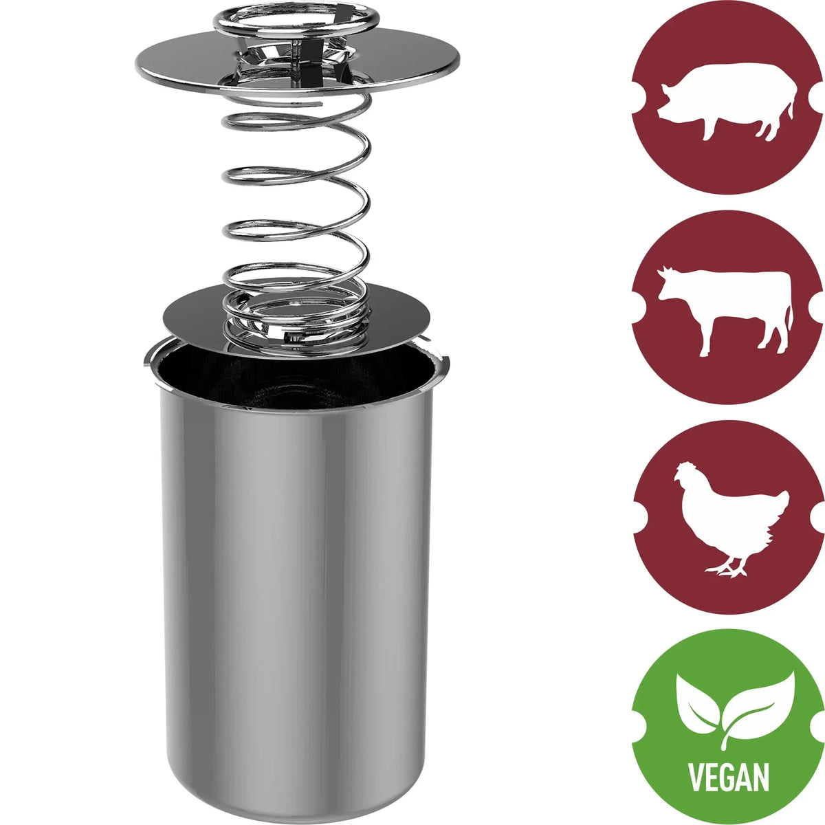 Nerūdijančio plieno kumpio viryklė iki 1,5 kg talpos, patogi ir tvirta maisto ruošimo įranga.