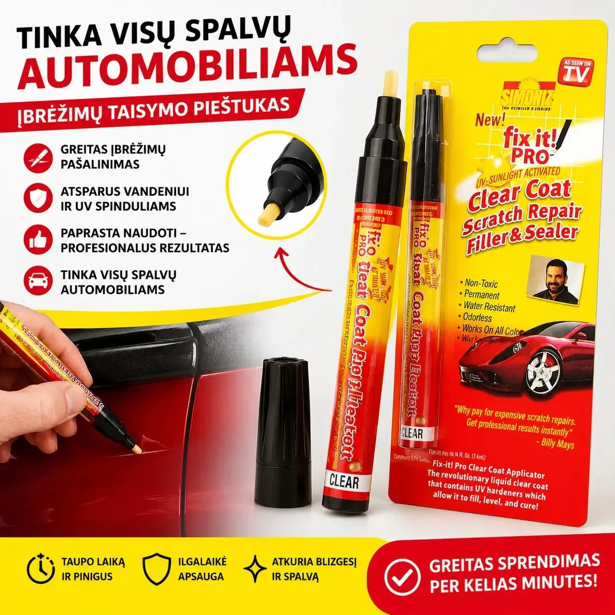 Automobilio įbrėžimų šalinimo markeris – greita kėbulo korekcija, lieto automobilių dažų išvalymui ir atkūrimui.