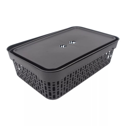 Plastikinis Øžuol su dangčiu 40×30×13 cm JUODA