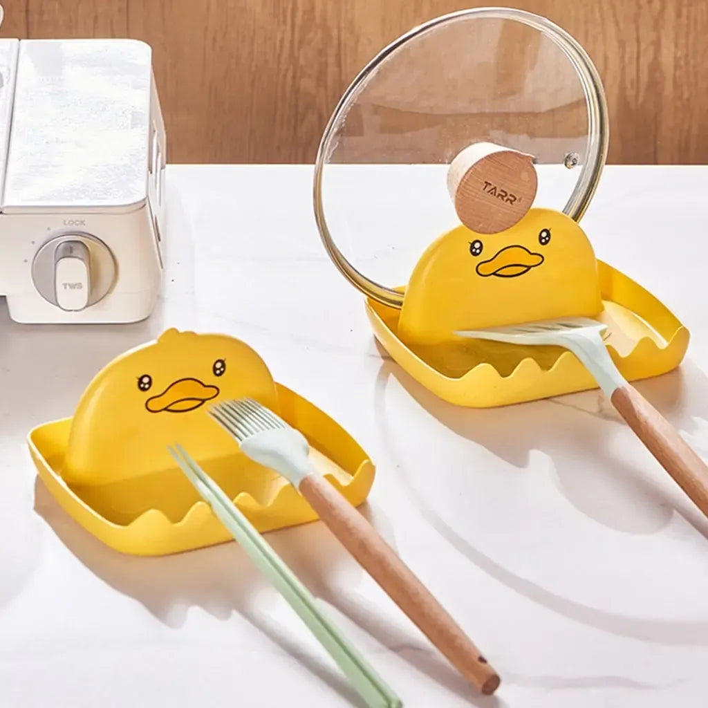 Plastikinis universalaus virtuvės įrankių laikiklis Duck, baltas, su keliais skyreliais virtuvės reikmenims laikyti ir tvarkingai sudėti