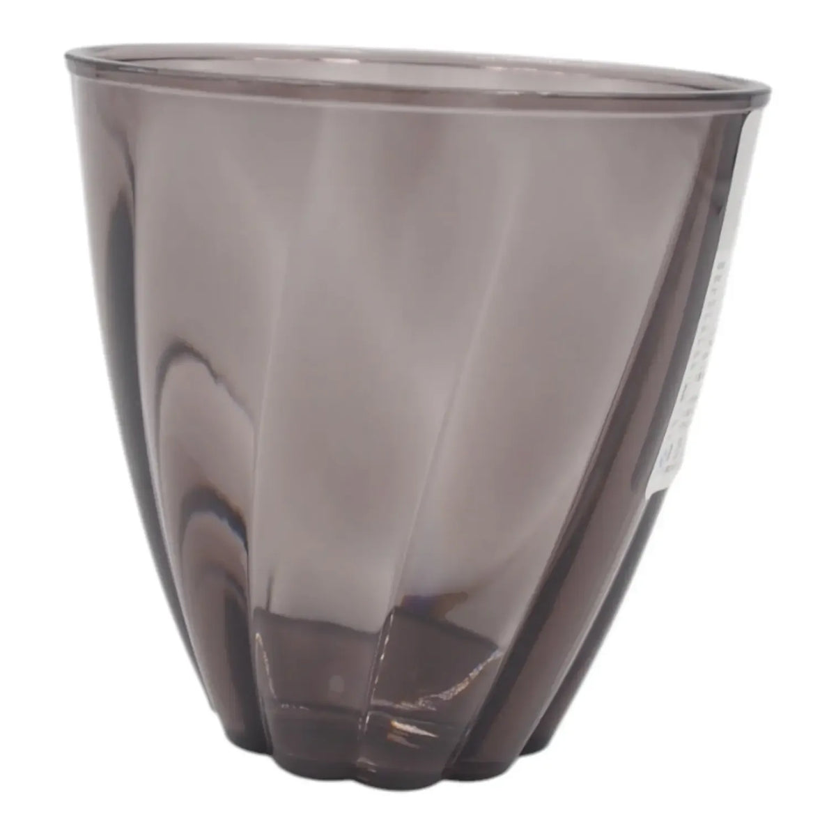 Dūminės spalvos plastikinis puodelis su 300 ml talpa, plačiu rankenėle ir skaidriu dizainu.