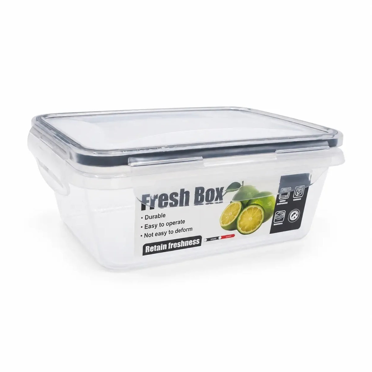 Plastikiniai maisto laikymo indai su dangčiais, 2 vnt., skaidrūs ir patvarūs, tinkami maisto saugojimui namuose.
