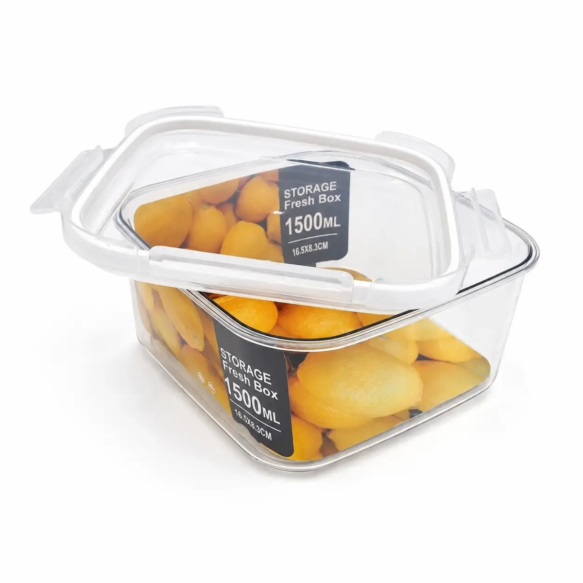 Plastikinių maisto laikymo indų rinkinys su dangčiais, 6 vnt., skaidrūs plastikiniai indai namų virtuvėje.