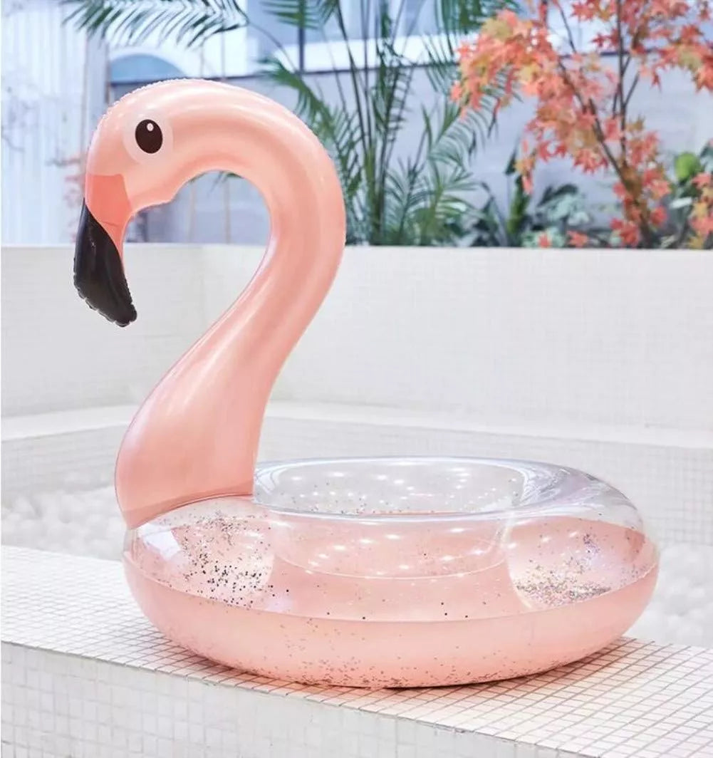 Ujumisrõngas sädelevate litritega "Flamingo"