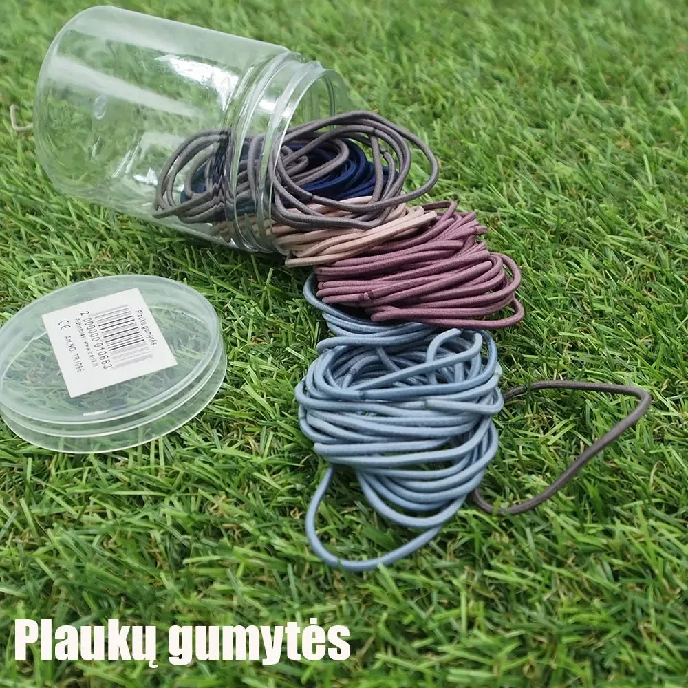 Plaukų gumytės, 100 vnt., lankstūs ir saugūs plaukams, juodos spalvos, skirtos kasdieniam naudojimui.