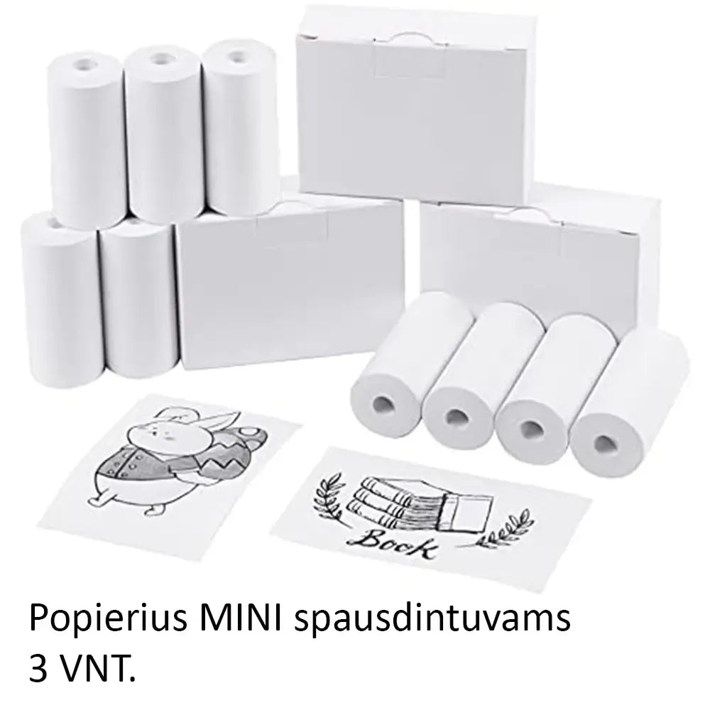 Mini spaudintuvams skirtas popierius, 3 vnt., mažo dydžio popieriaus lapai, tinkami spausdintuvams.