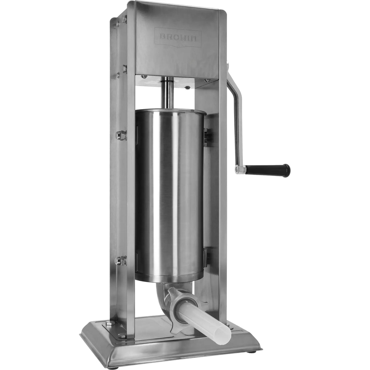Premium klasės vertikalus dešrų kimštuvas 5L, stiklinis su metaliniu dangteliu, skirtas dešrų ir mėsos konservavimui.