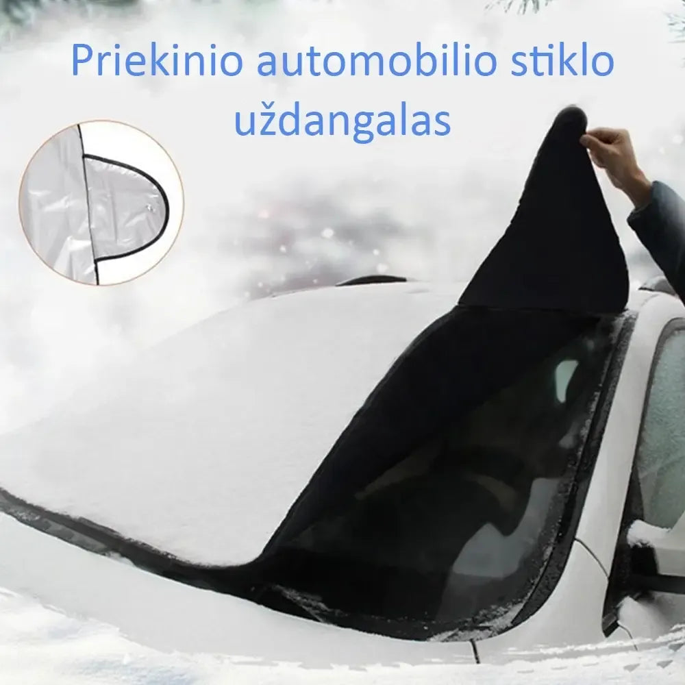 Priekinio automobilio stiklo uždangalas, apsaugo nuo saulės ir dulkių, baltos spalvos automobilių aksesuaras.