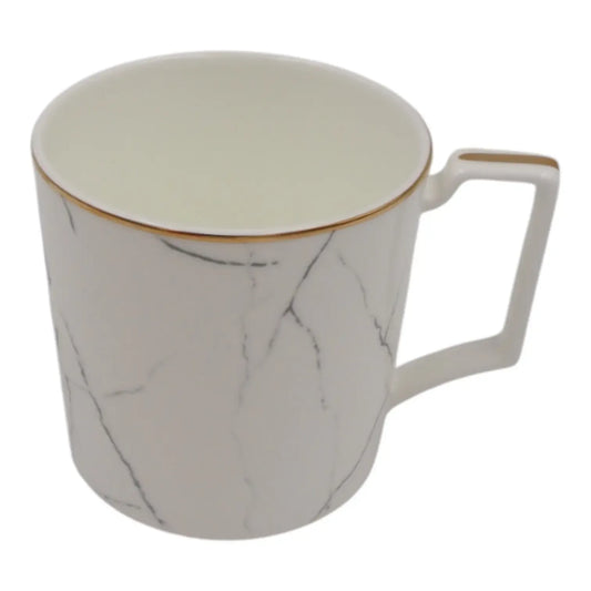 Porcelianinis 400 ml puodelis su marmuro raštu, elegantiškas ir stilingas gėrimų indas, skirtas namų naudoti.