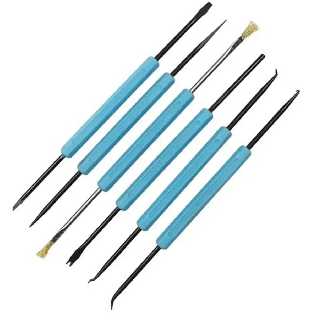 6 dalių elektronikos įrankių rinkinys valymui ir ardymui, su pincetais, tweezers ir kitais įrankiais, patogus darbui su elektronika.